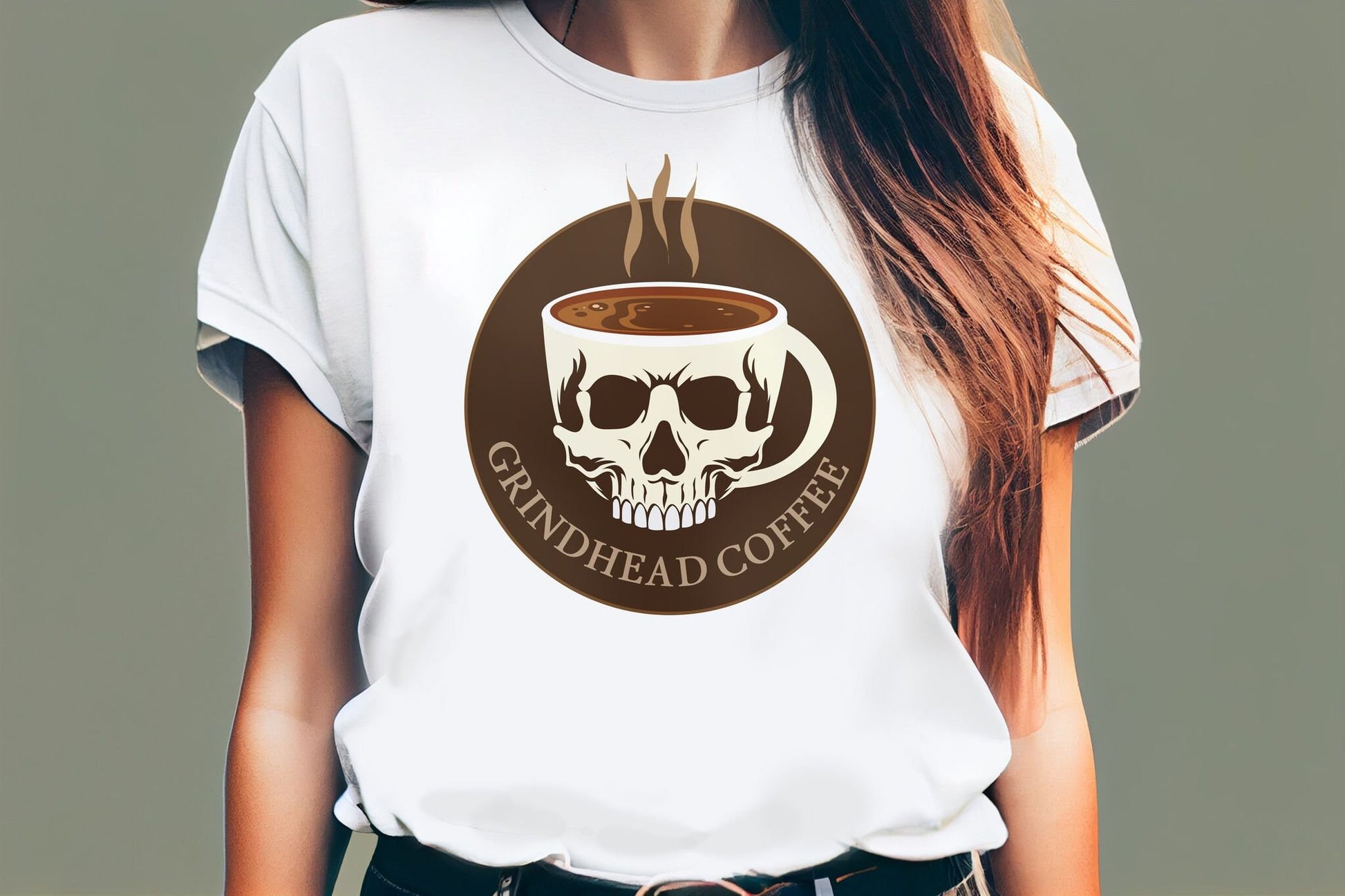 Grindheadcoffee Shop Shirt - Skeleton coffee shirt - Men or Womens