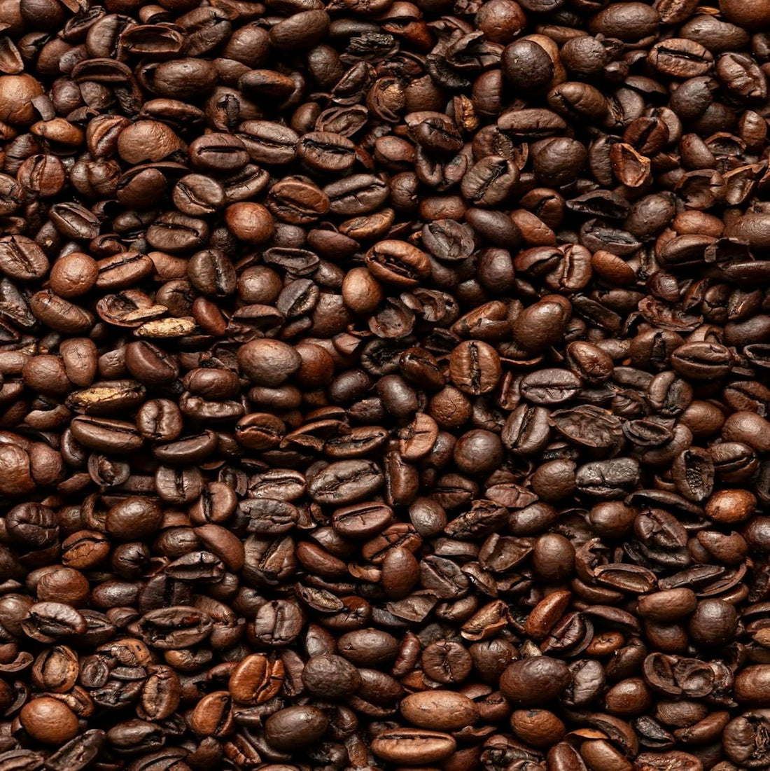 Full frame of dark roasted coffee beans