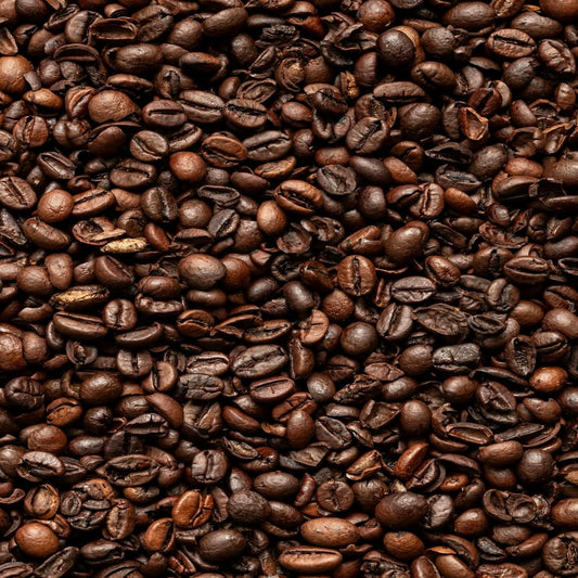 Full frame of dark roasted coffee beans