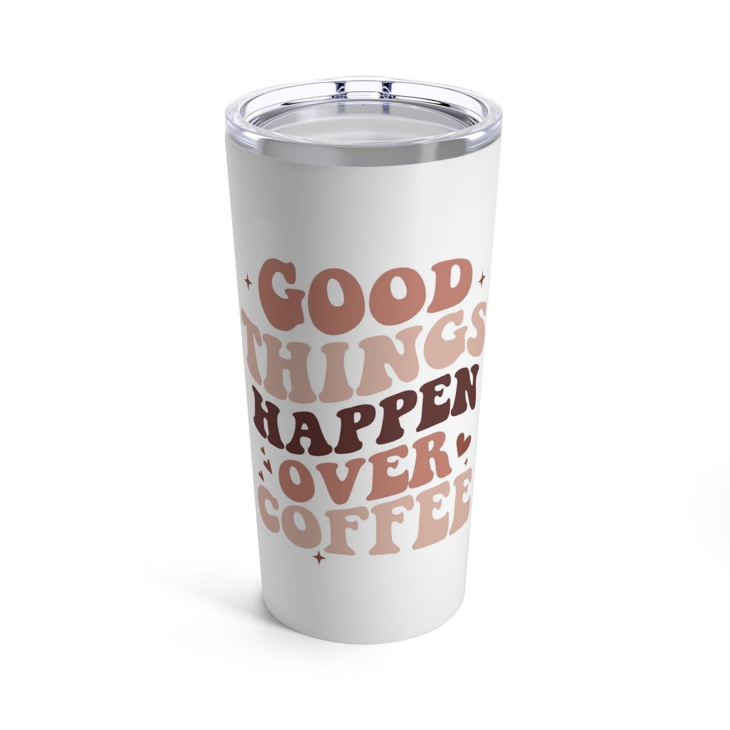 Cute Retro Coffee Tumbler 20oz - Good Things Happen Over Coffee - Coffee Gift Mug