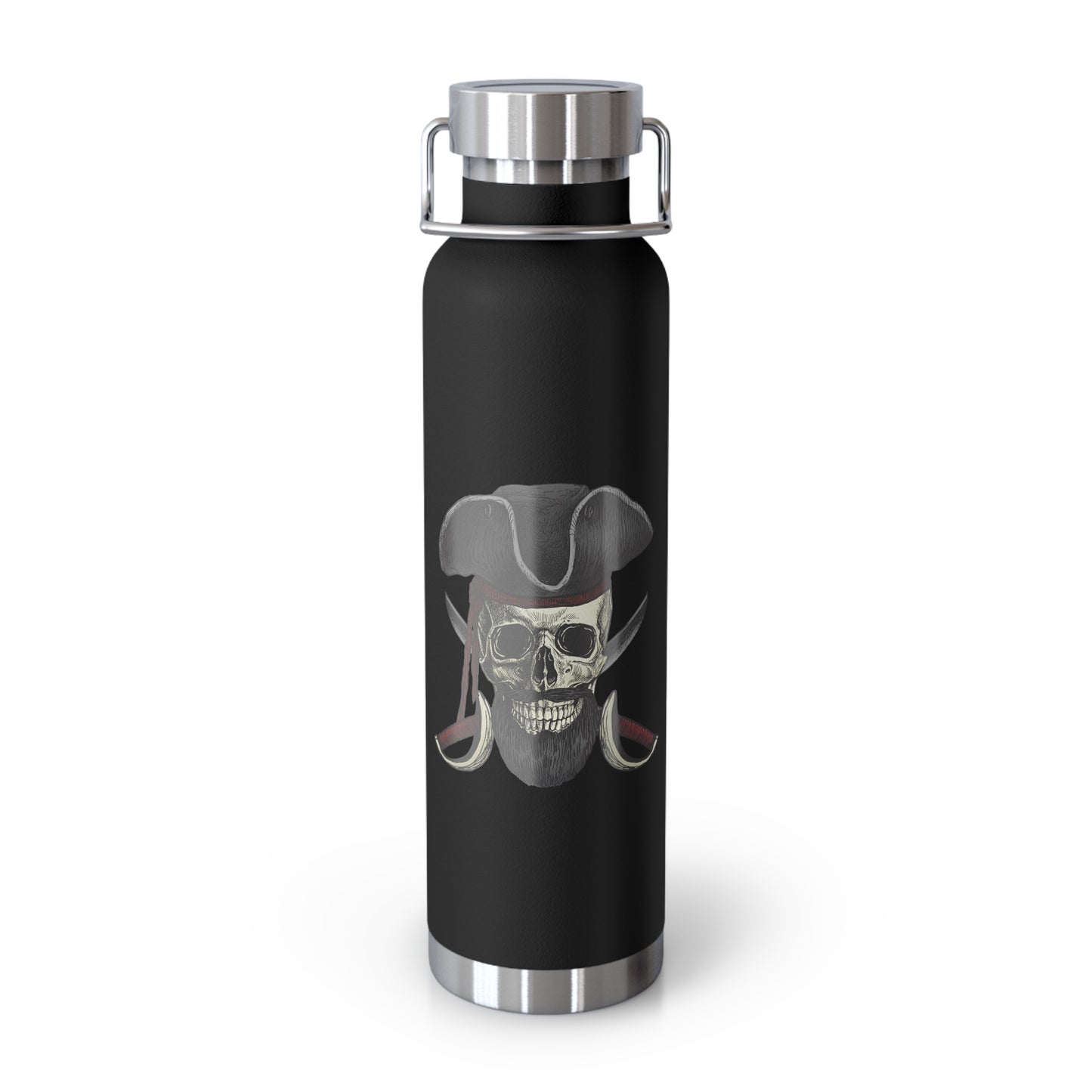 Pirate Skull - Cool Coffee Thermos or Water Bottle - Insulated Beverage Container - Copper Vacuum Insulated Bottle, 22oz