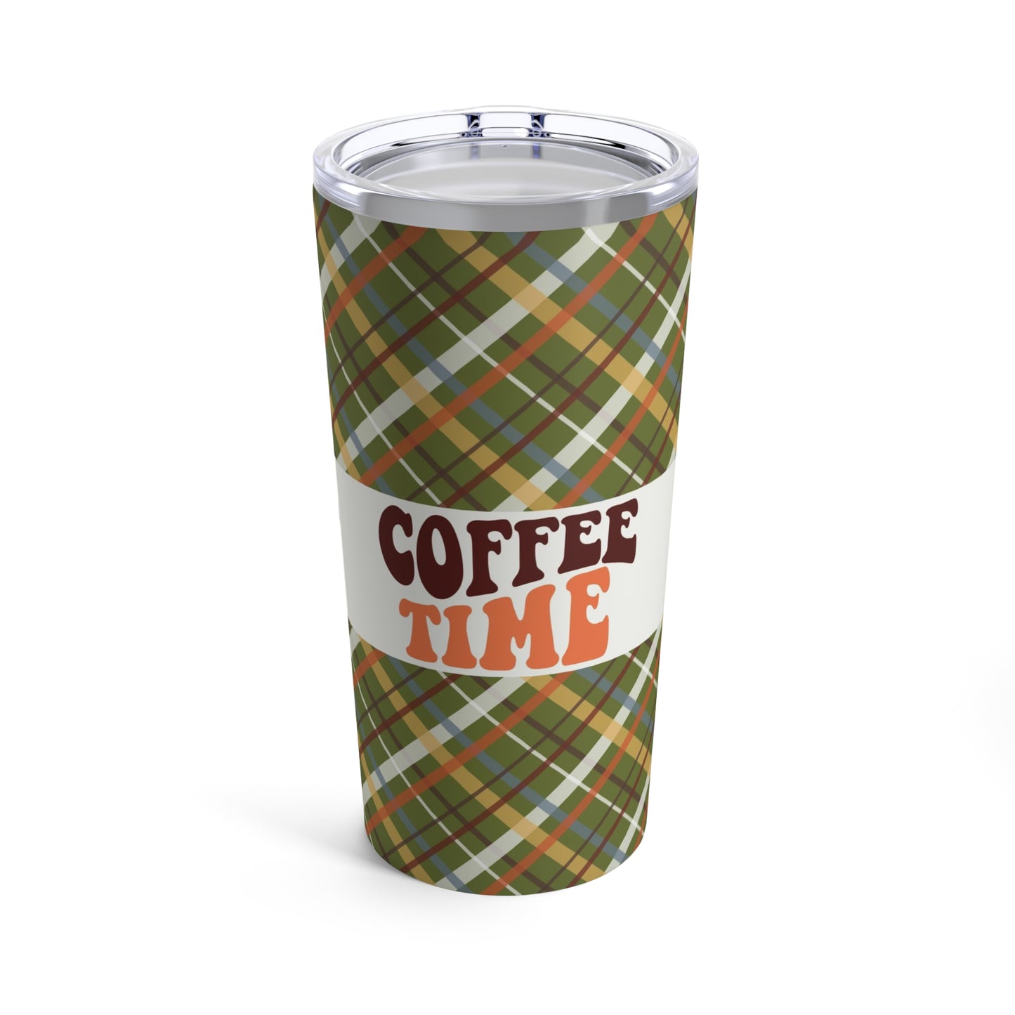 Green Plaid Iced Coffee Tumbler 20oz