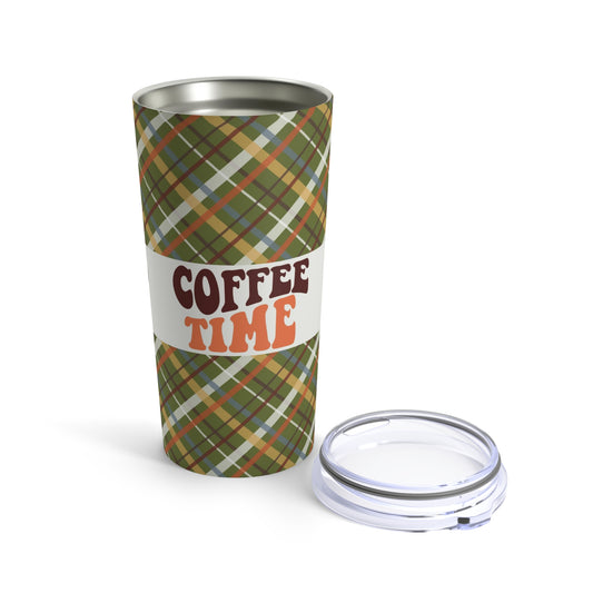 Green Plaid Iced Coffee Tumbler 20oz