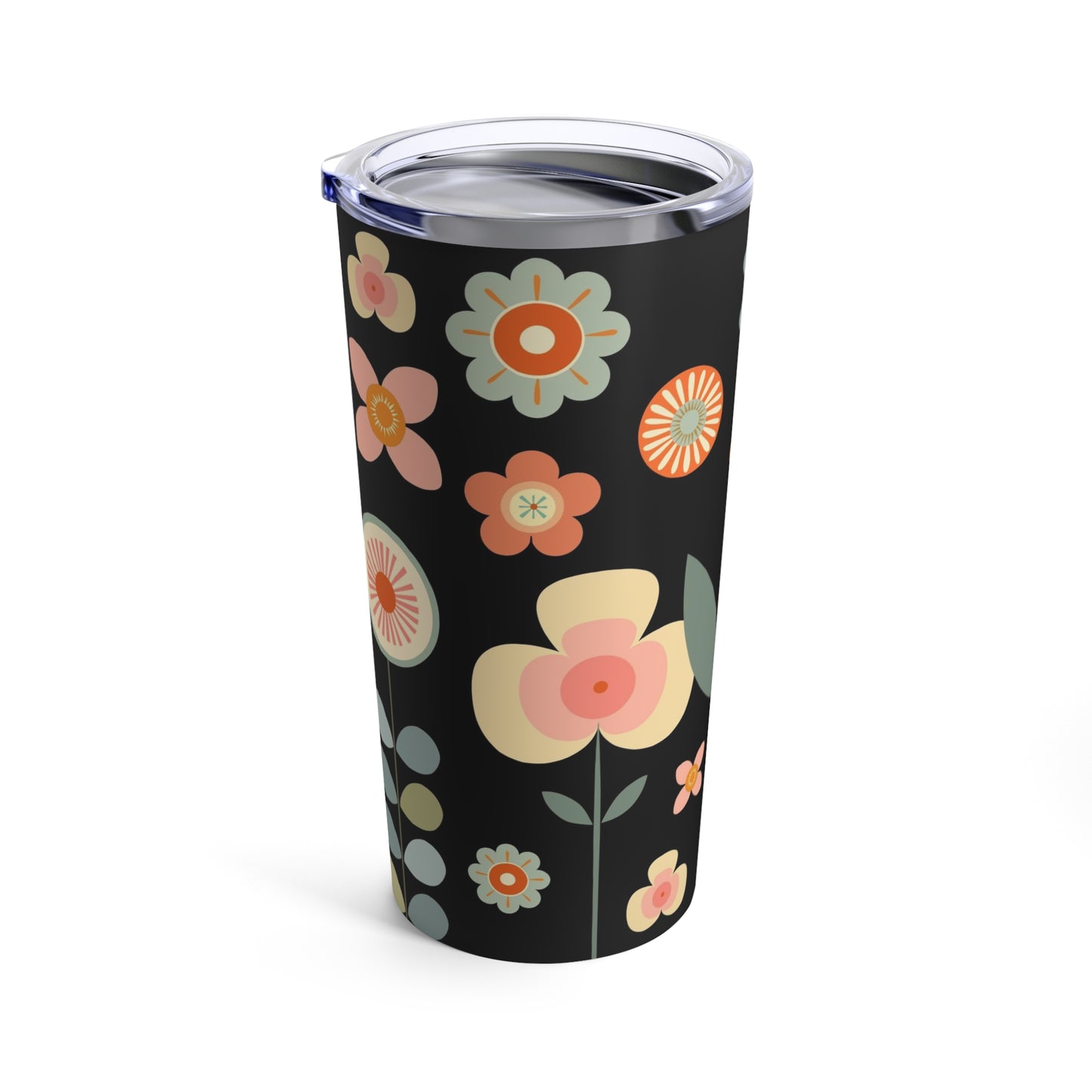 Retro Daisies Tumbler 20oz - Iced Coffee Cup - Boho Flowers Cup with Lid - Retro Coffee Lover Gift