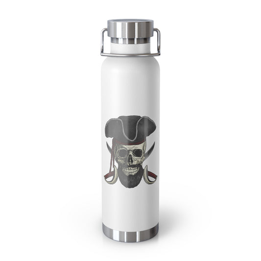 Pirate Skull - Cool Coffee Thermos or Water Bottle - Insulated Beverage Container - Copper Vacuum Insulated Bottle, 22oz