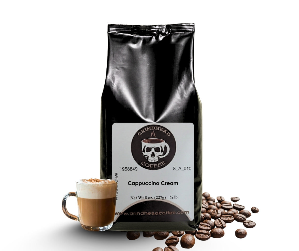 Cappuccino Cream Flavor – Medium Roast, Rich Caramel & Whipped Cream Essence