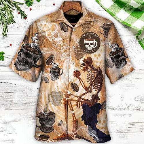 Grindheadcoffee Shop Shirt - Skeleton coffee shirt -
