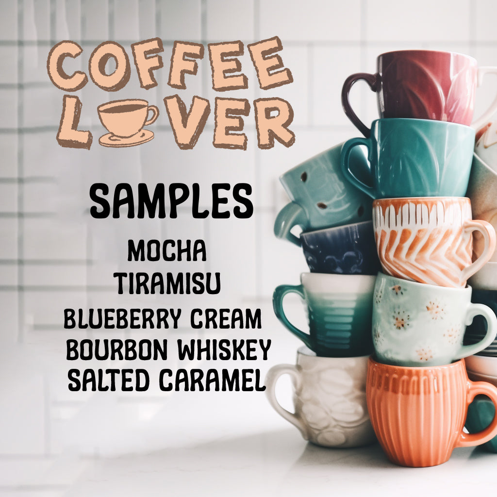 Coffee Sampler - 5 Bags of Coffee Samples 1/2 lb - Mocha, Tiramisu, Blueberry Cream, Bourbon Whiskey, Salted Caramel